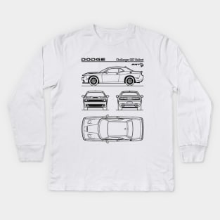 Dodge Challenger SRT Hellcat Patent Black Kids Long Sleeve T-Shirt